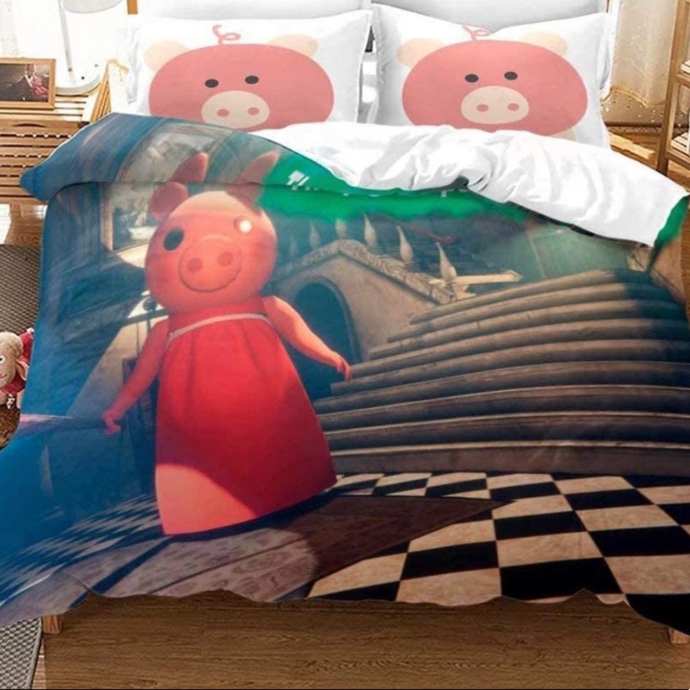 Frecasa Piggy Roblox Duvet Cover with Shams (FULL)
